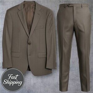 MICHAEL KORS Mens 2 Piece Suit Jacket 42L - Pant 36Wx31L Wool Brown Regular fit